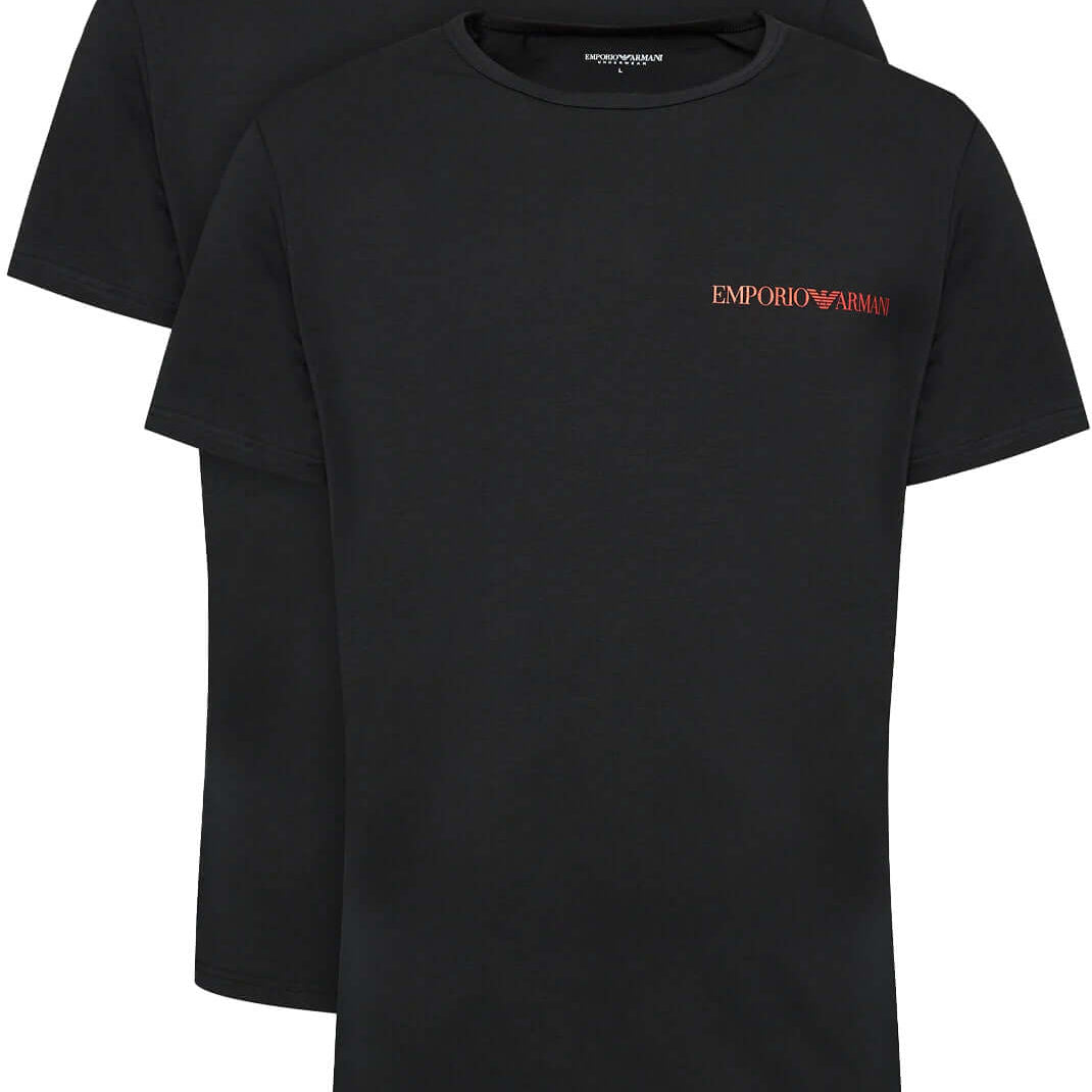 Emporio Armani 2 Pack Crew Neck Loungewear T-Shirt - Black / Black