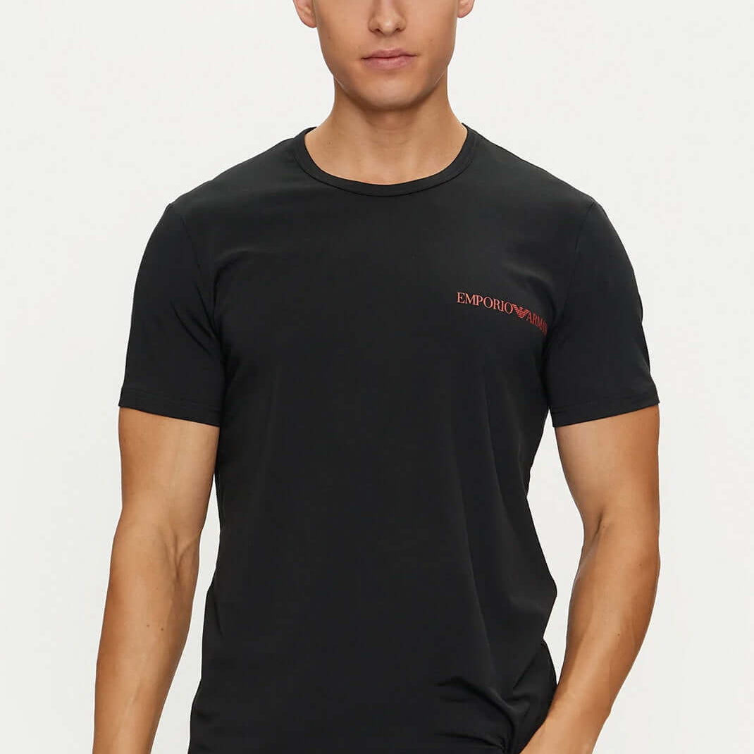 Emporio Armani 2 Pack Crew Neck Loungewear T-Shirt - Black / Black