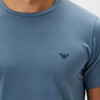Emporio Armani 2 Pack Lounge Stretch-Cotton Crew T-Shirts - Blue / Grey
