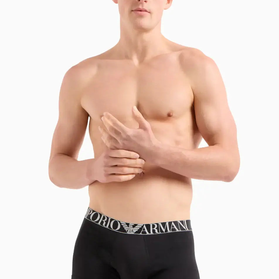 Emporio Armani 3 Pack Organic Cotton Trunks - Black