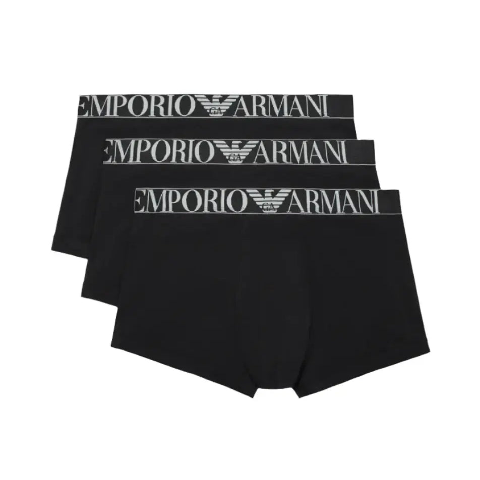 Emporio Armani 3 Pack Organic Cotton Trunks - Black