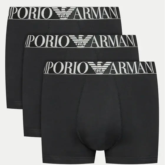 Emporio Armani 3 Pack Organic Cotton Trunks - Black