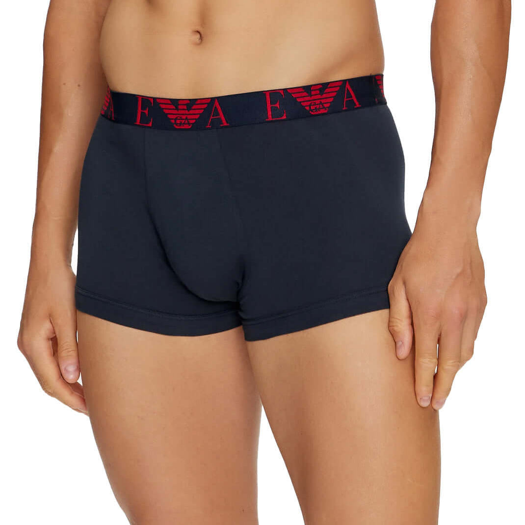 Emporio Armani 3 Pack Trunks - Red/ Marine / White
