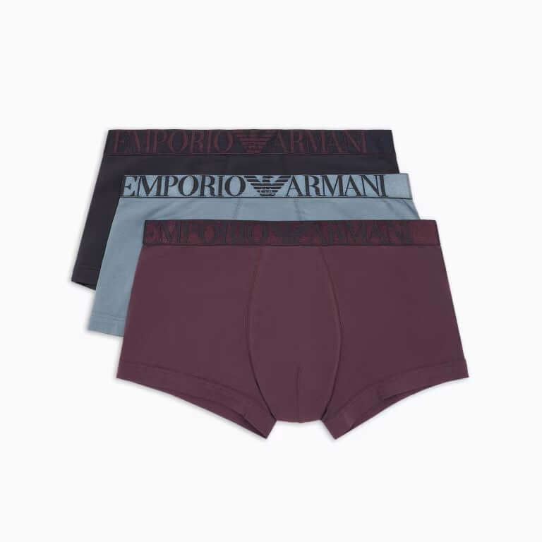 Emporio Armani 3 Pack ASV Shiny Logoband Organic Cotton Trunks - Multicoloured