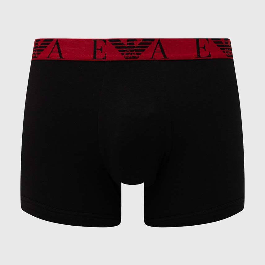 Emporio Armani 3 Pack Boxer Briefs - Black, Red Waistbands