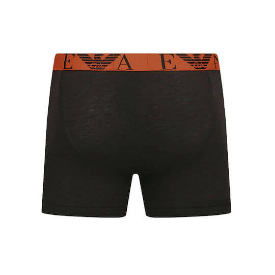 Emporio Armani 3 Pack Cotton Stretch Boxer Briefs – Black with Logo Waistbands
