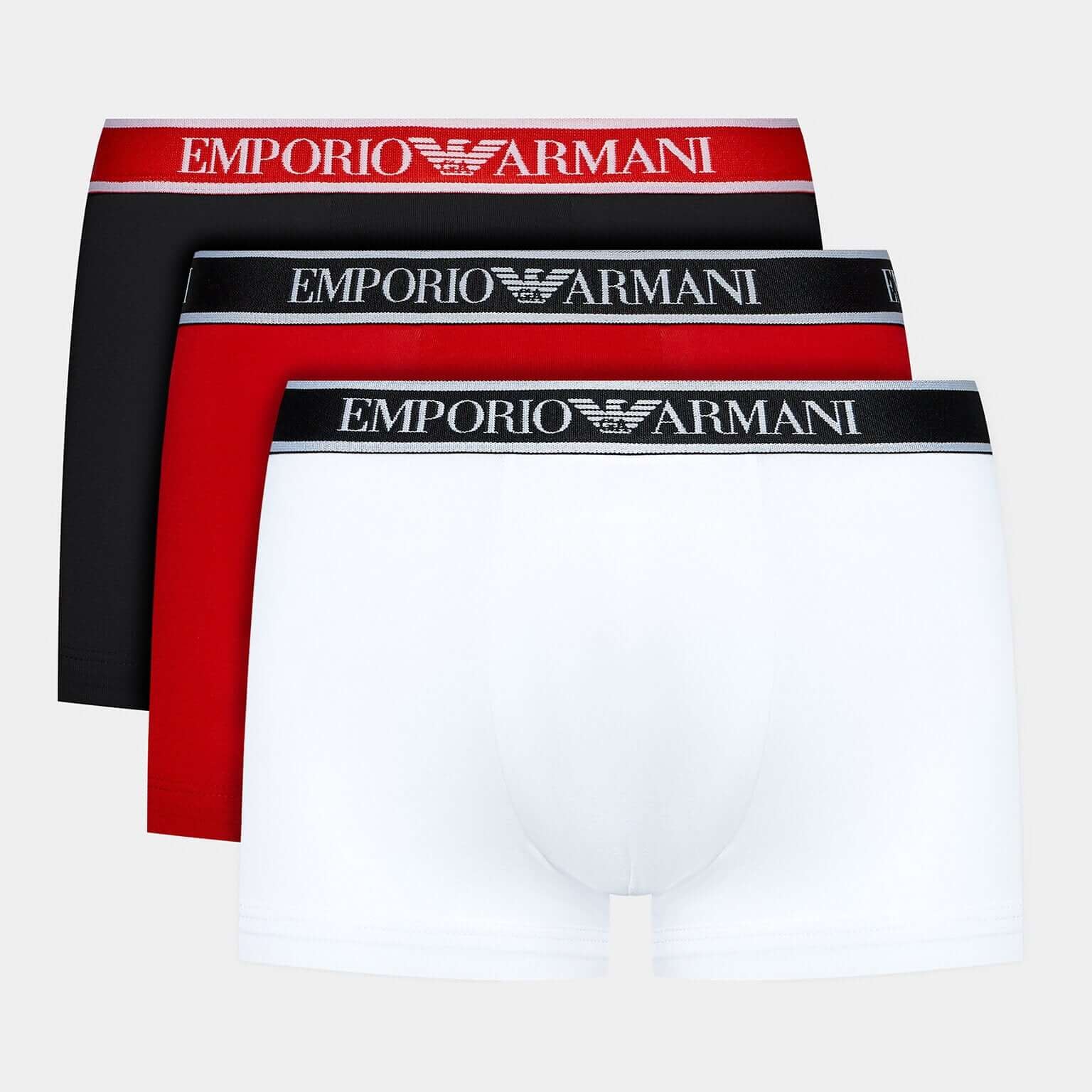 Emporio Armani 3 Pack Stretch Cotton Trunks - Red/Black/White Underwear