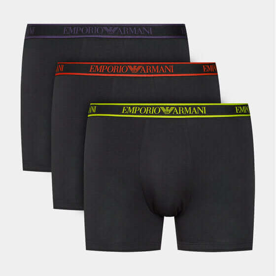 Emporio Armani 3 Pack Boxer Briefs, Black
