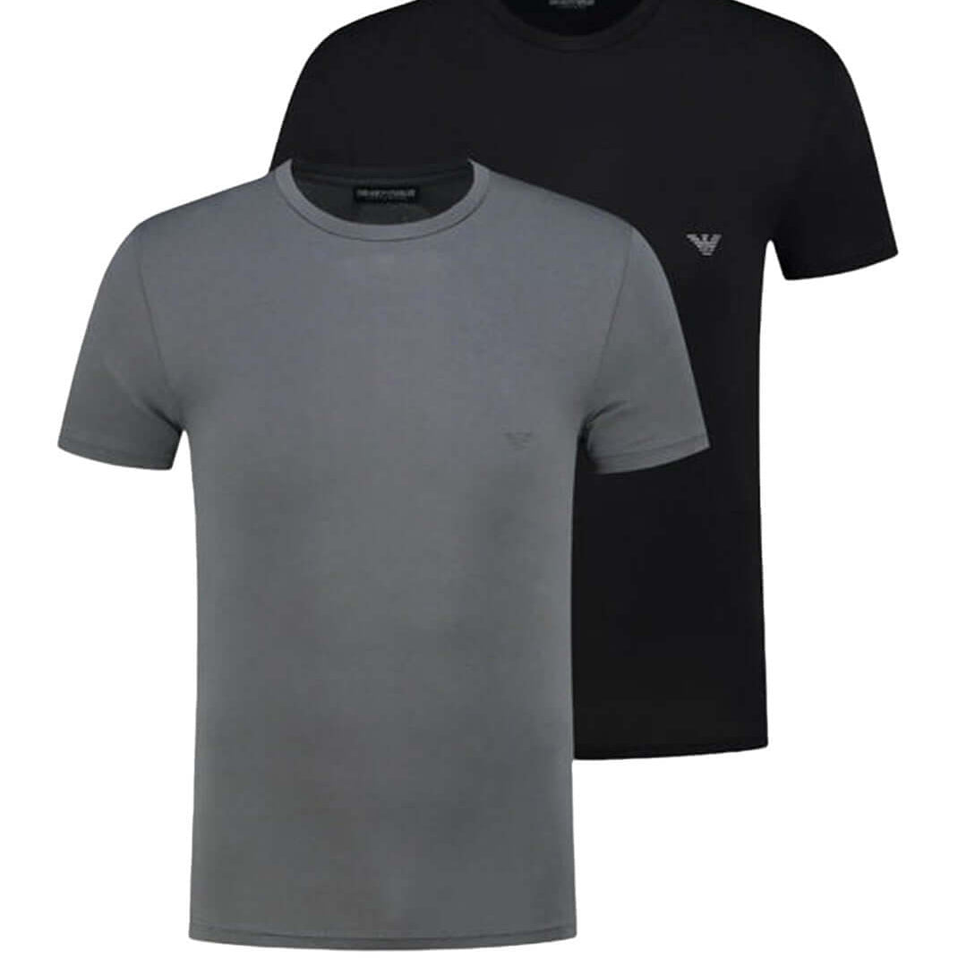 Emporio Armani 2 Pack Crew Neck Loungewear T-Shirt - Magenta / Black