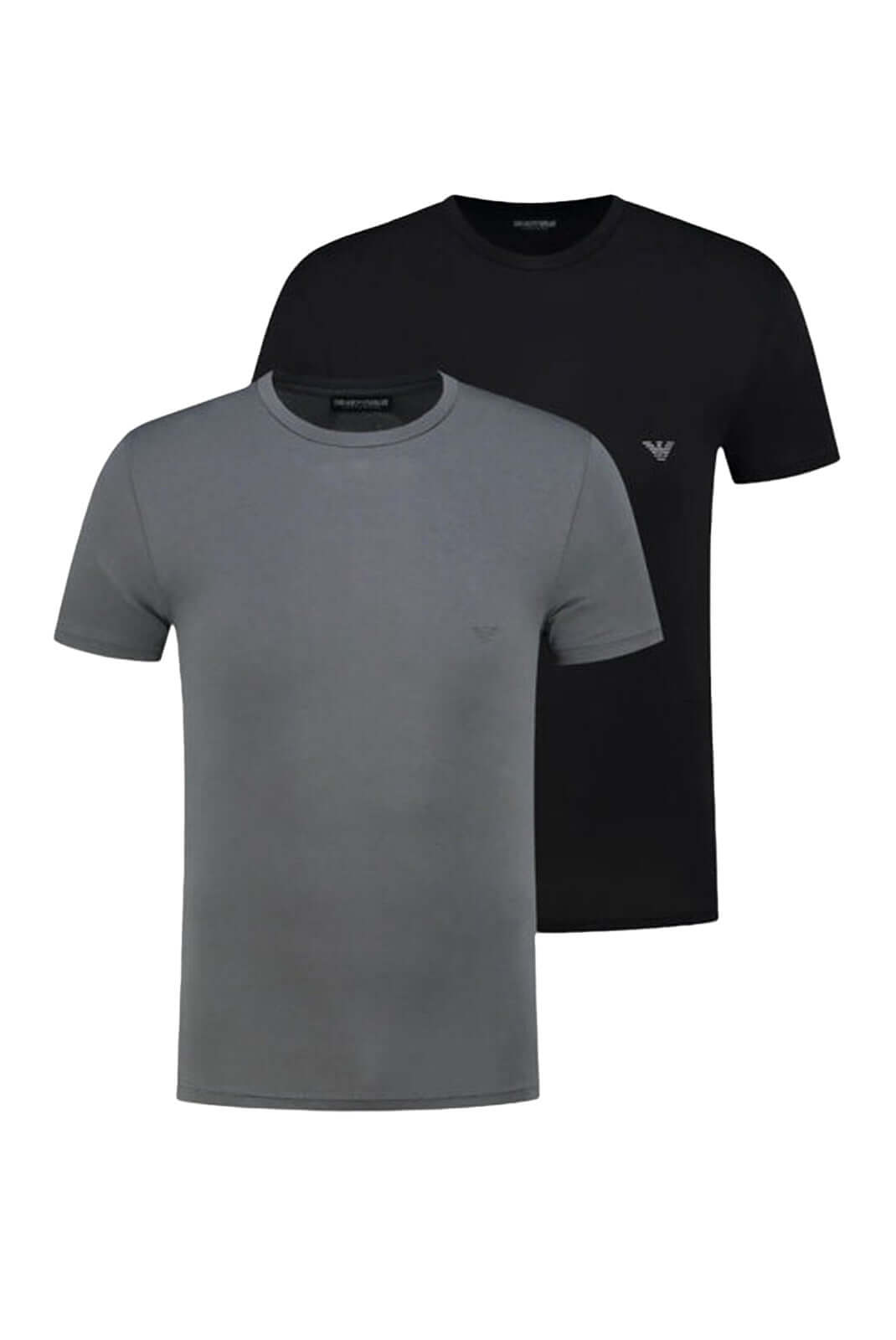 Emporio Armani 2 Pack Crew Neck Loungewear T-Shirt - Magenta / Black