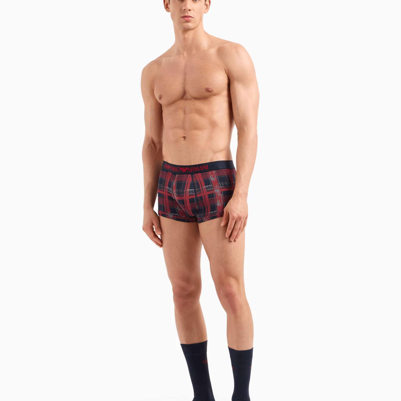 Emporio Armani Underwear Gift Set – Navy/Tartan Trunks & Socks