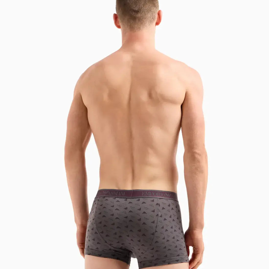Emporio Armani 3 Pack Trunks Stretch Cotton - Grey / Black / Print