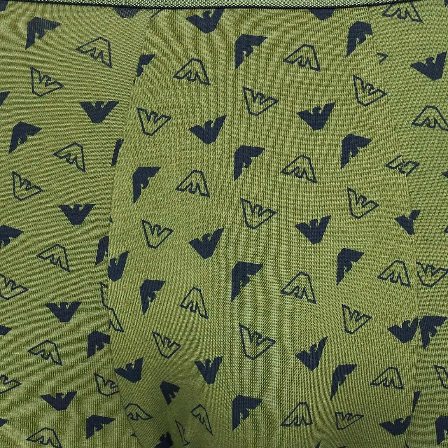 Emporio Armani 3 Pack Trunks Stretch Cotton - Blue / Green Pattern / Blue