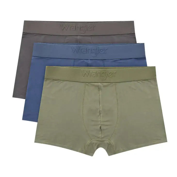 Wrangler Griffin 3 Pack Men’s Trunks – Olive, Denim & Gunmetal | Soft Bamboo Underwear