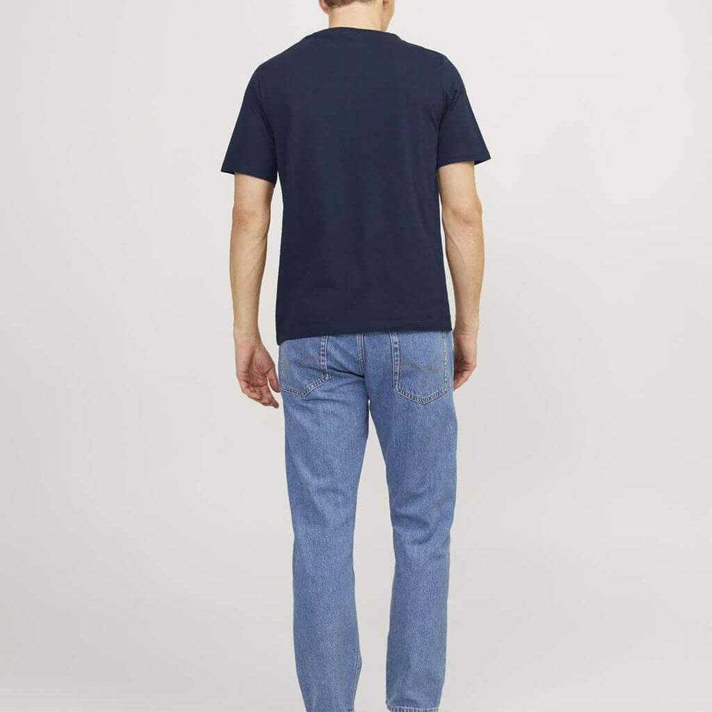 Jack & Jones 5 Pack JJEORGANIC 100% Cotton Crew Neck T-Shirts - White/Navy/Black