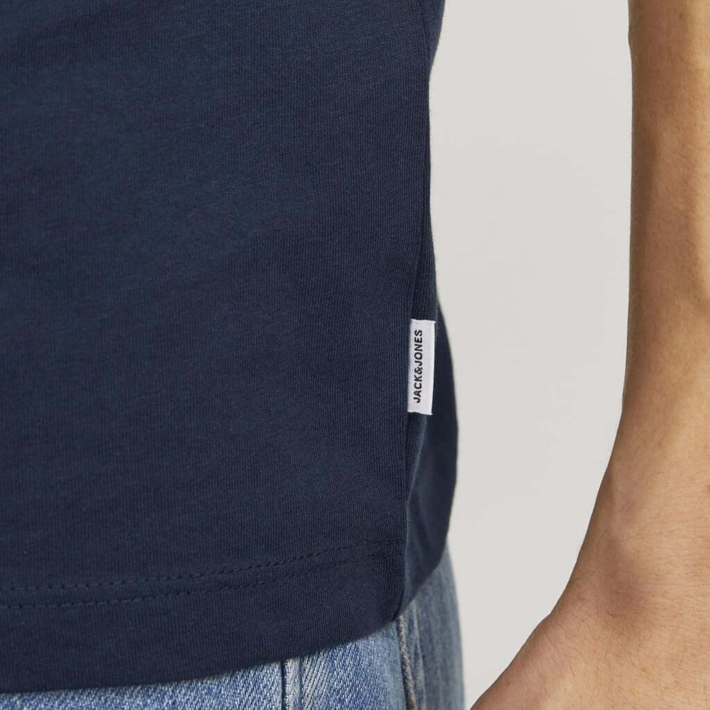 Jack & Jones 5 Pack JJEORGANIC 100% Cotton Crew Neck T-Shirts - White/Navy/Black