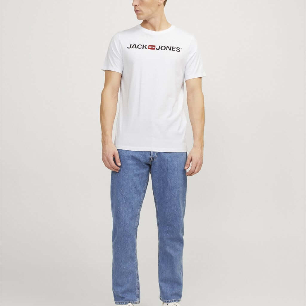 Jack & Jones 3 Pack JJECORP Crew Neck T-Shirts - White/Navy/Black