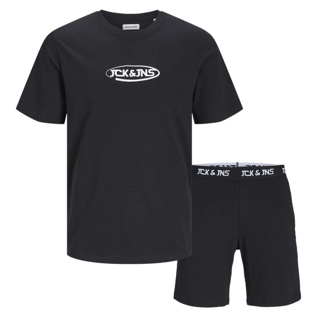 Jack & Jones Jacoliver Shorts Lounge Set - Black Tee / Black shorts