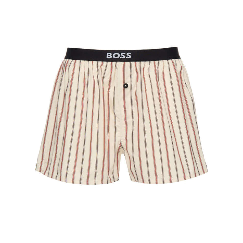 Boss 2 Pack Woven Boxers / Pyjama Shorts - Black-Stripes