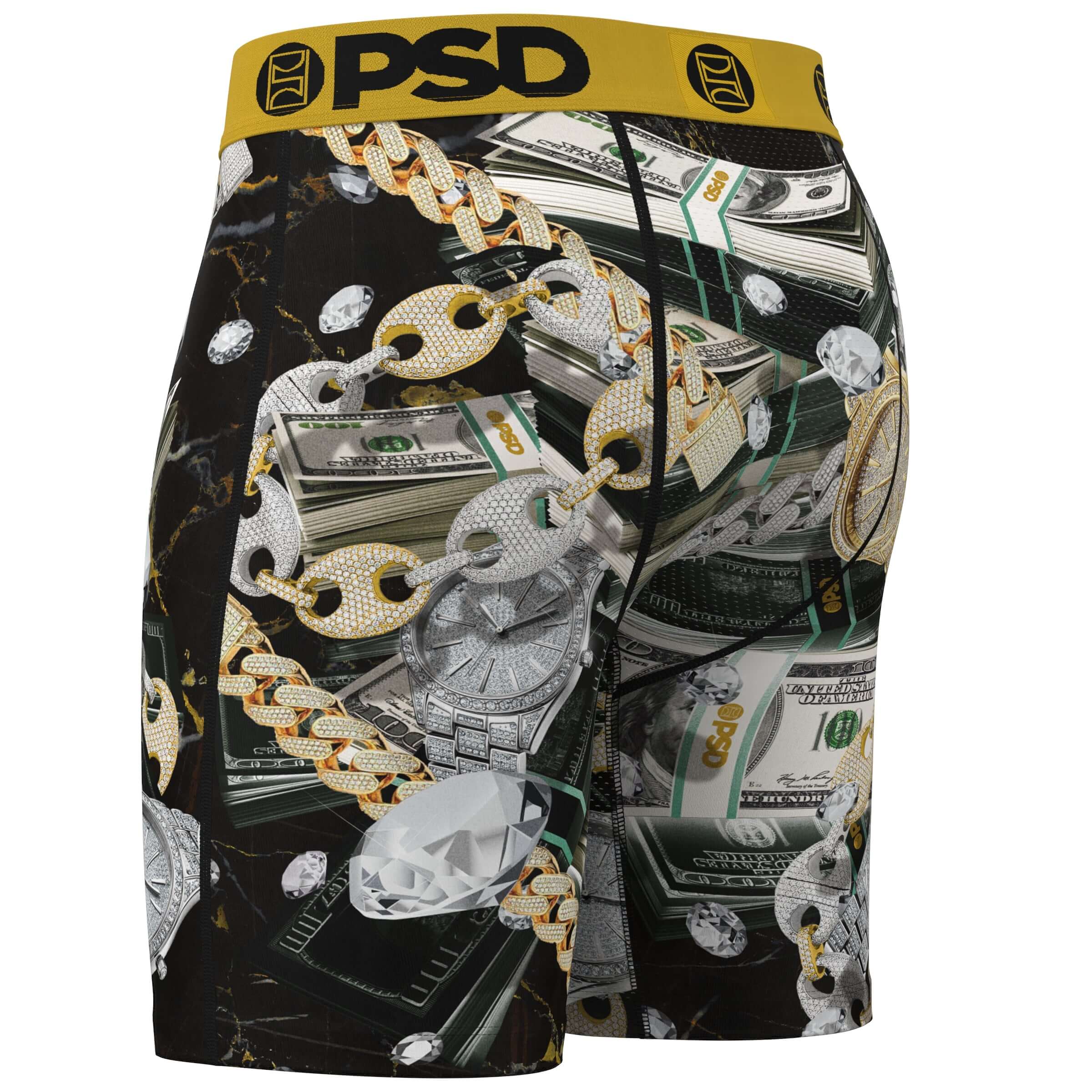 PSD Icy Benjis 7" Boxer Briefs Breathable MicroMesh Stretch Fit - Black / Gold