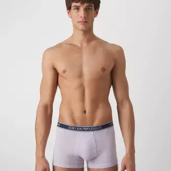 Emporio Armani 3 Pack Low Rise Trunks with core logo - Navy/Lavender/Mint