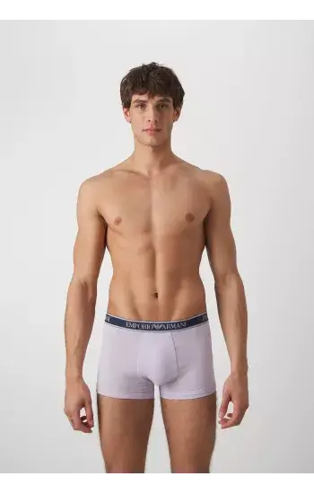 Emporio Armani 3 Pack Low Rise Trunks with core logo - Navy/Lavender/Mint