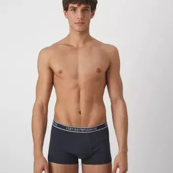 Emporio Armani 3 Pack Low Rise Trunks with core logo - Navy/Lavender/Mint