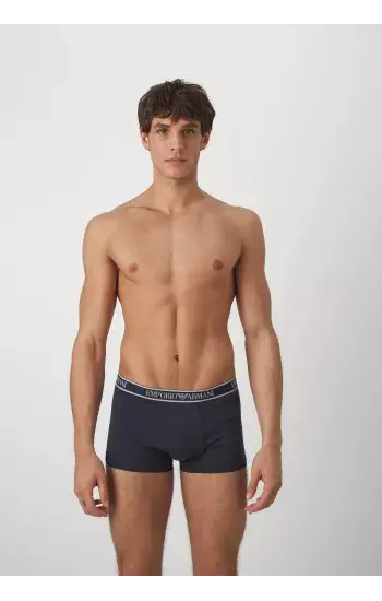 Emporio Armani 3 Pack Low Rise Trunks with core logo - Navy/Lavender/Mint