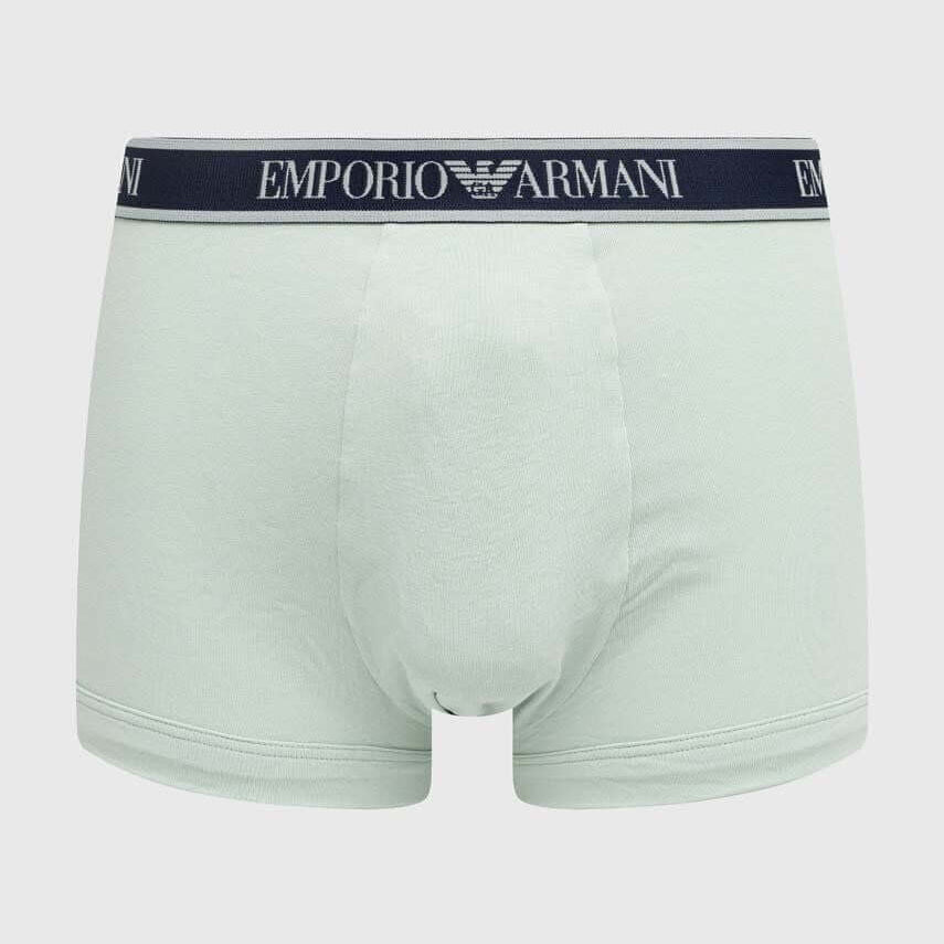 Emporio Armani 3 Pack Low Rise Trunks with core logo - Navy/Lavender/Mint