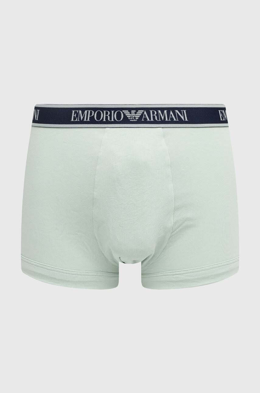Emporio Armani 3 Pack Low Rise Trunks with core logo - Navy/Lavender/Mint
