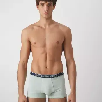 Emporio Armani 3 Pack Low Rise Trunks with core logo - Navy/Lavender/Mint