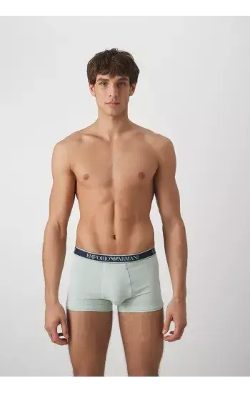 Emporio Armani 3 Pack Low Rise Trunks with core logo - Navy/Lavender/Mint