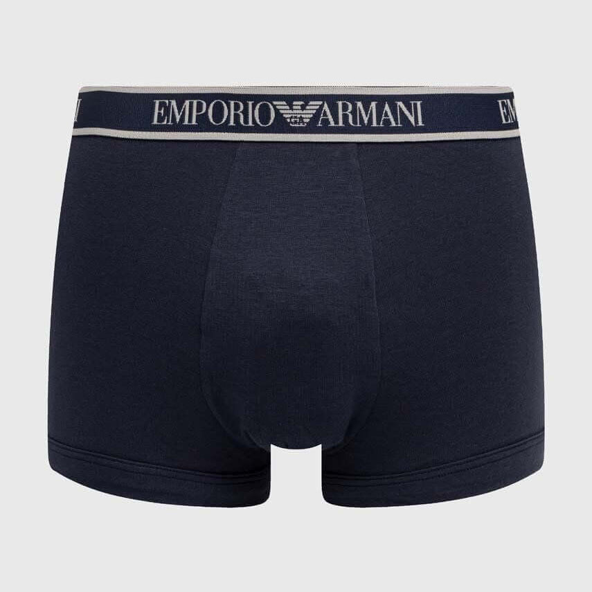 Emporio Armani 3 Pack Low Rise Trunks with core logo - Navy/Lavender/Mint
