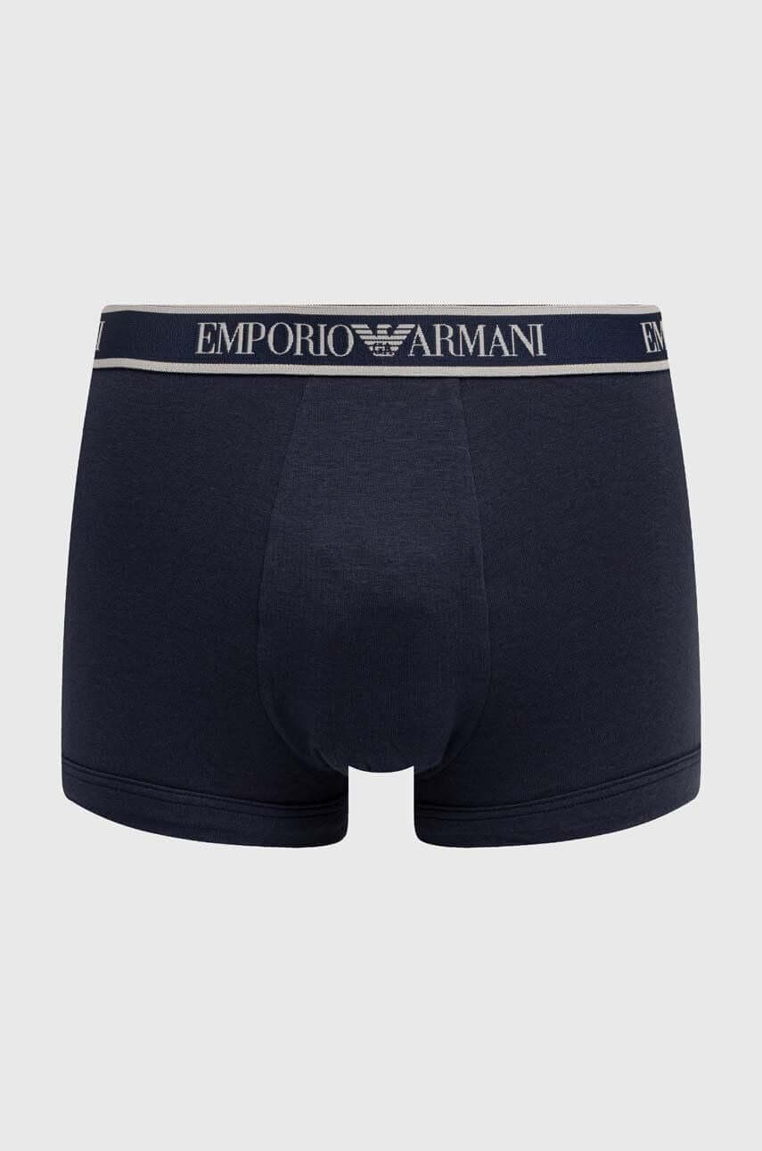 Emporio Armani 3 Pack Low Rise Trunks with core logo - Navy/Lavender/Mint