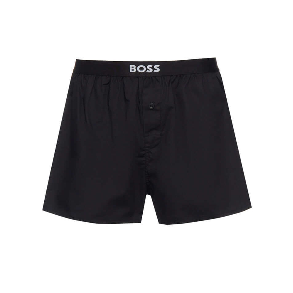 Boss 2 Pack Woven Boxers / Pyjama Shorts - Black-Stripes
