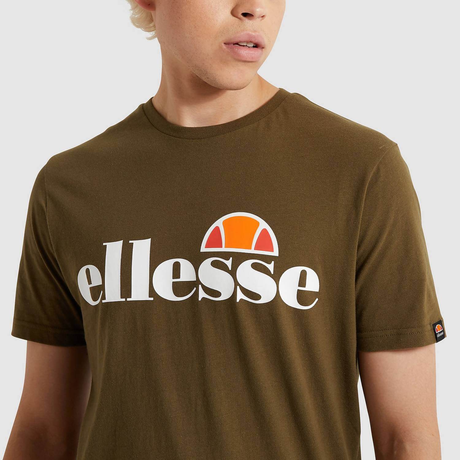 Ellesse SL Prado T-Shirt for Men – Khaki, Classic Fit, 100% Cotton, Retro Logo Print