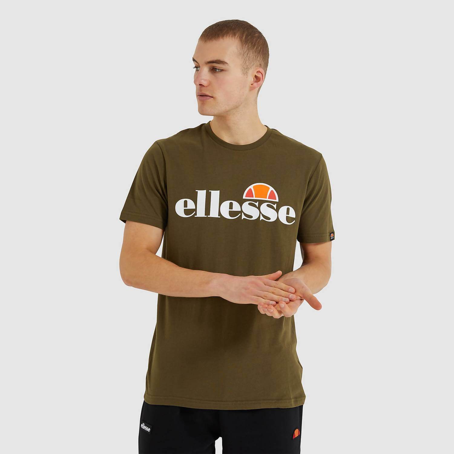 Ellesse SL Prado T-Shirt for Men – Khaki, Classic Fit, 100% Cotton, Retro Logo Print