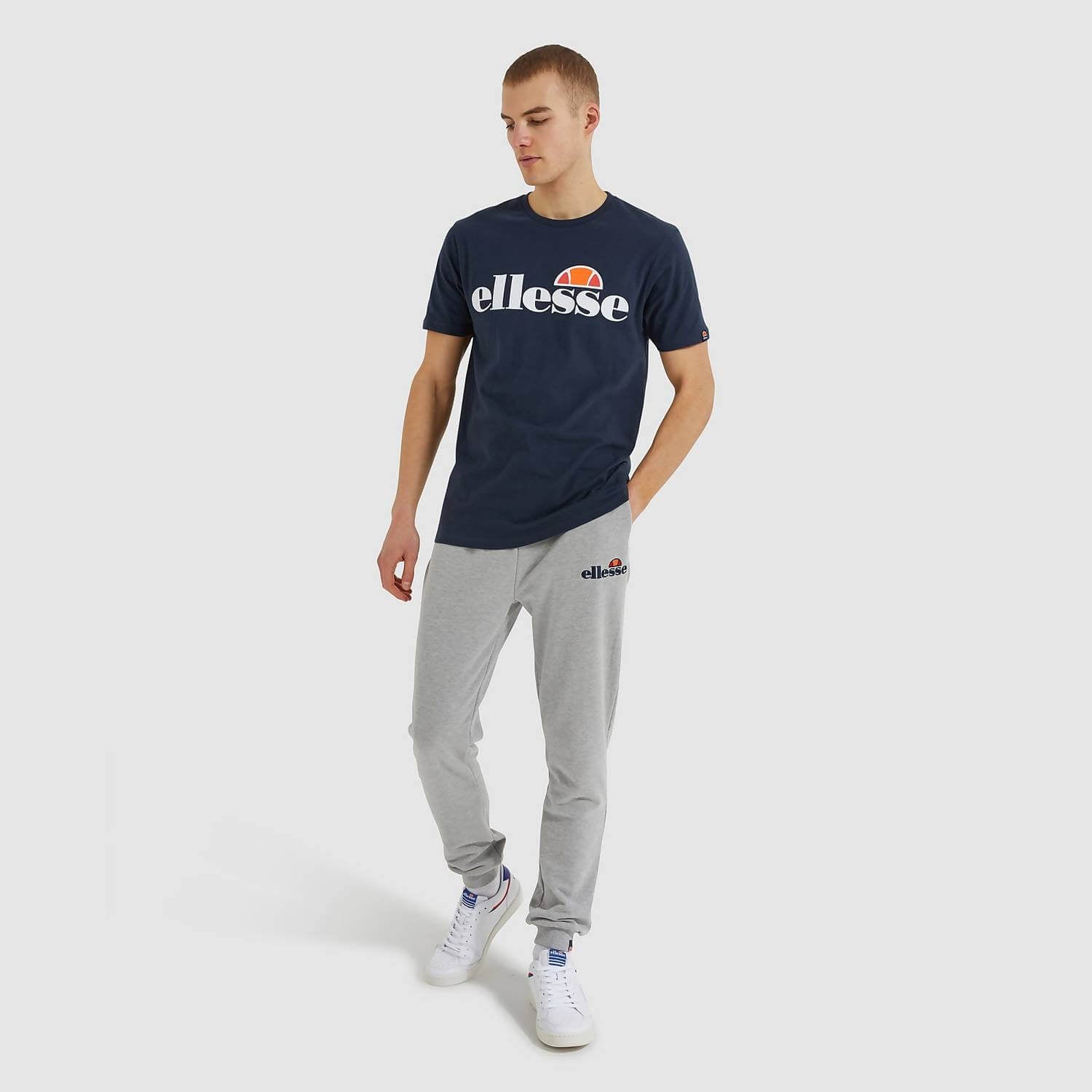 Ellesse SL Prado T-Shirt for Men – Navy, Classic Fit, 100% Cotton, Retro Logo Print