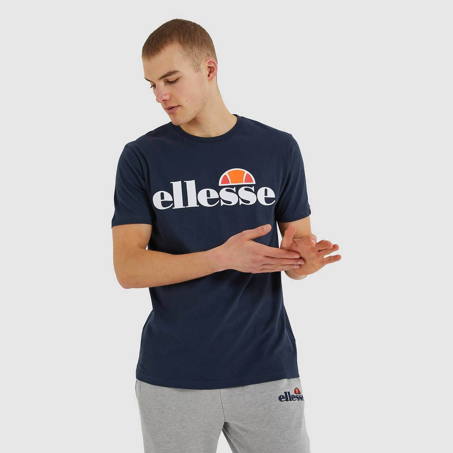 Ellesse SL Prado T-Shirt for Men – Navy, Classic Fit, 100% Cotton, Retro Logo Print