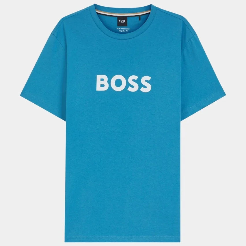 BOSS Cotton Jersey Logo T-Shirt Turquoise Blue 50491706-445 Front Product View