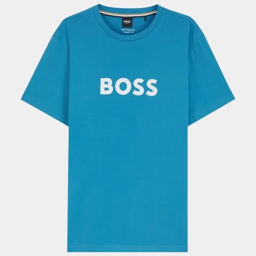 BOSS Cotton Jersey Logo T-Shirt Turquoise Blue 50491706-445 Front Product View
