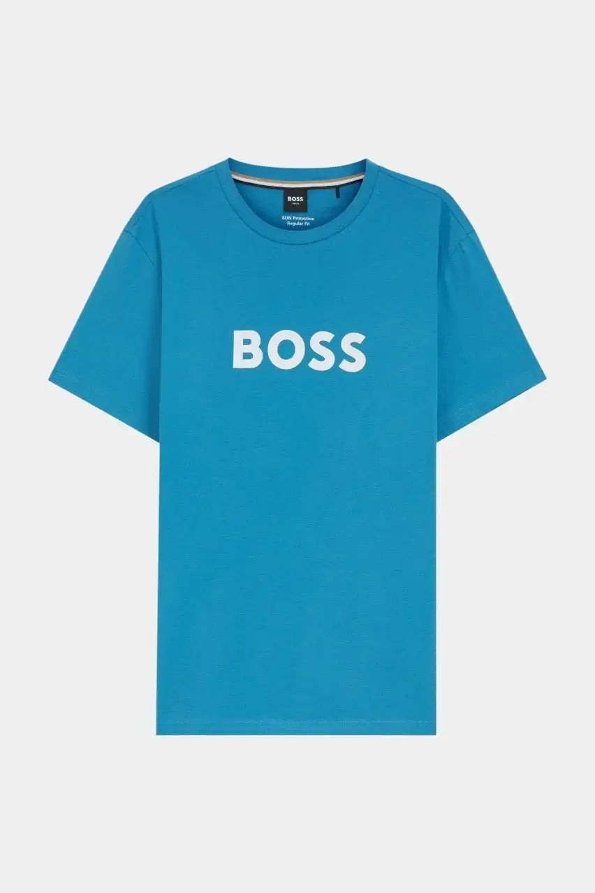 BOSS Cotton Jersey Logo T-Shirt Turquoise Blue 50491706-445 Front Product View