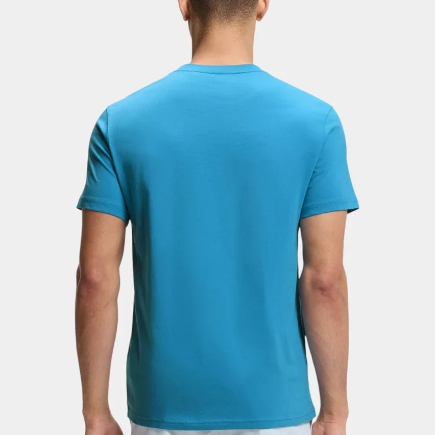BOSS Cotton Jersey Logo T-Shirt Turquoise Blue 50491706-445 Model Back View
