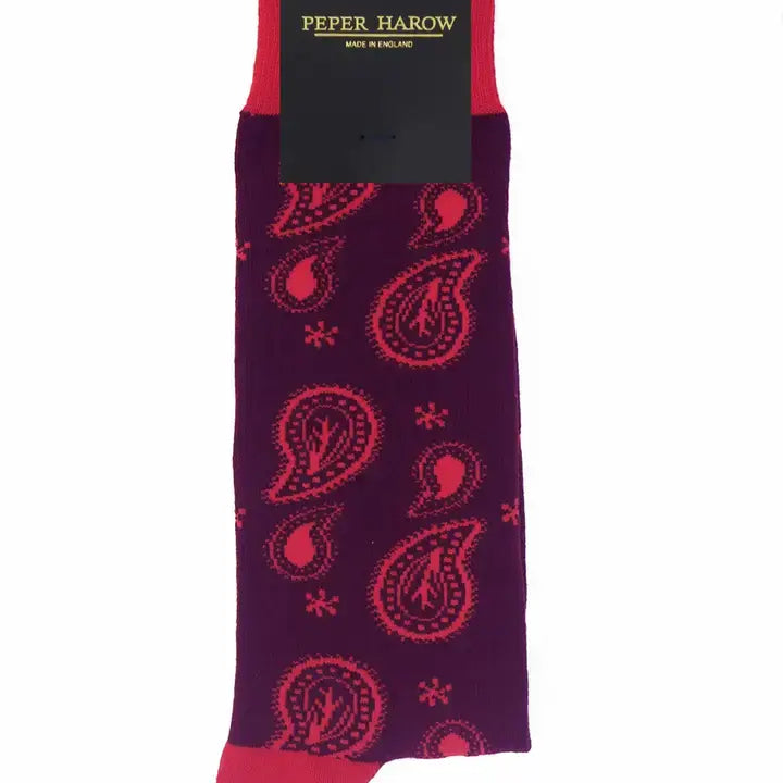Peper Harow Paisley Men's Organic Cotton Socks- One Size ( UK 6-13 )