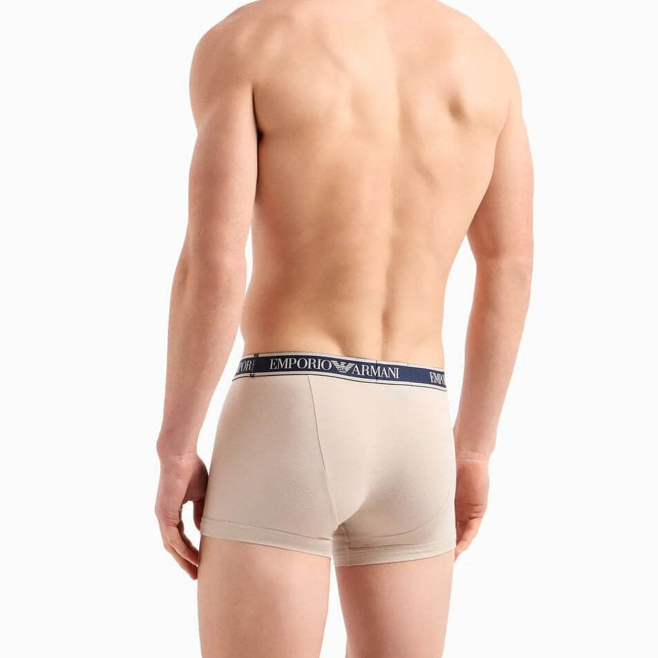 Emporio Armani 3 Pack Low Rise Trunks with core logo - Black/Beige/Red