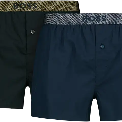 Boss 2 Pack Metalic Waistband Woven Boxer Gift Set - Navy / Black