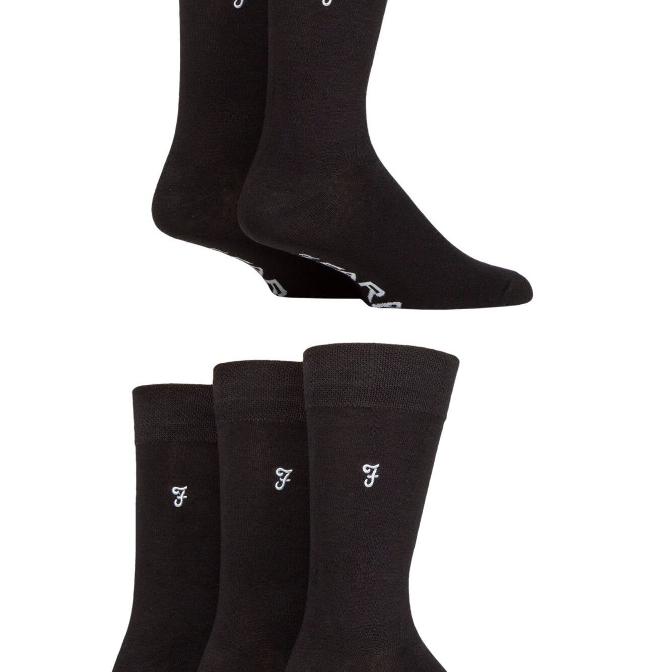 Farah Men’s 5 Pack Plain Bamboo Everyday Socks – Black, Navy & Charcoal (UK 6-11)