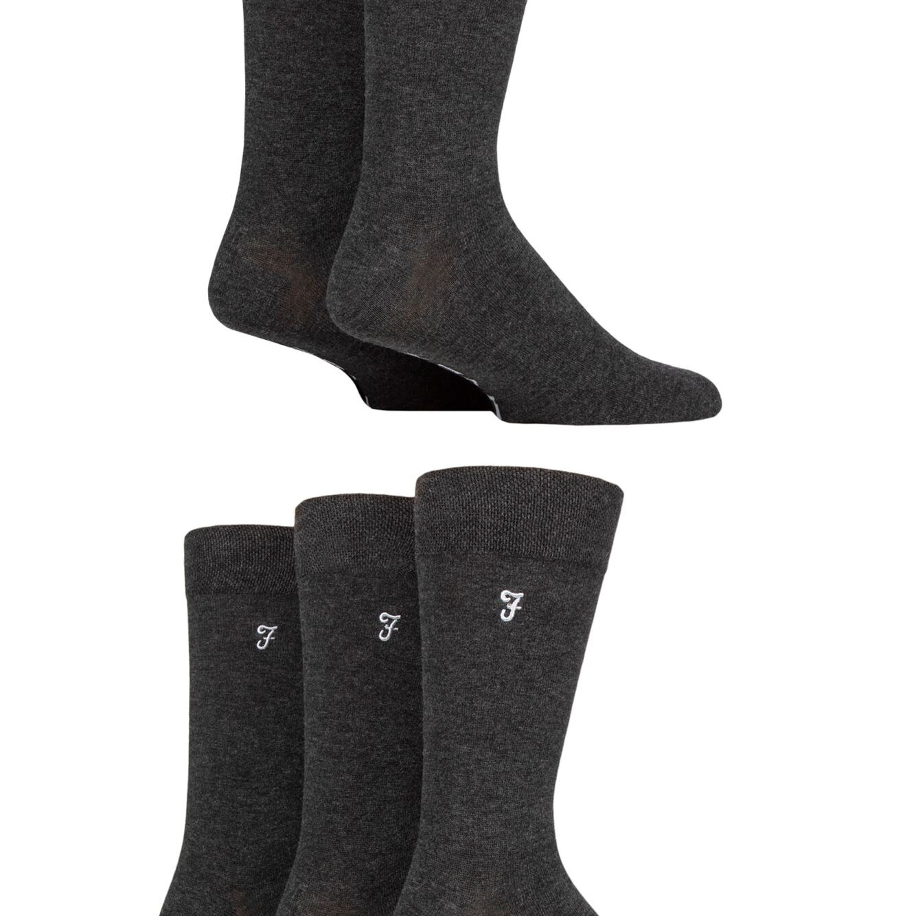 Farah Men’s 5 Pack Plain Bamboo Everyday Socks – Black, Navy & Charcoal (UK 6-11)