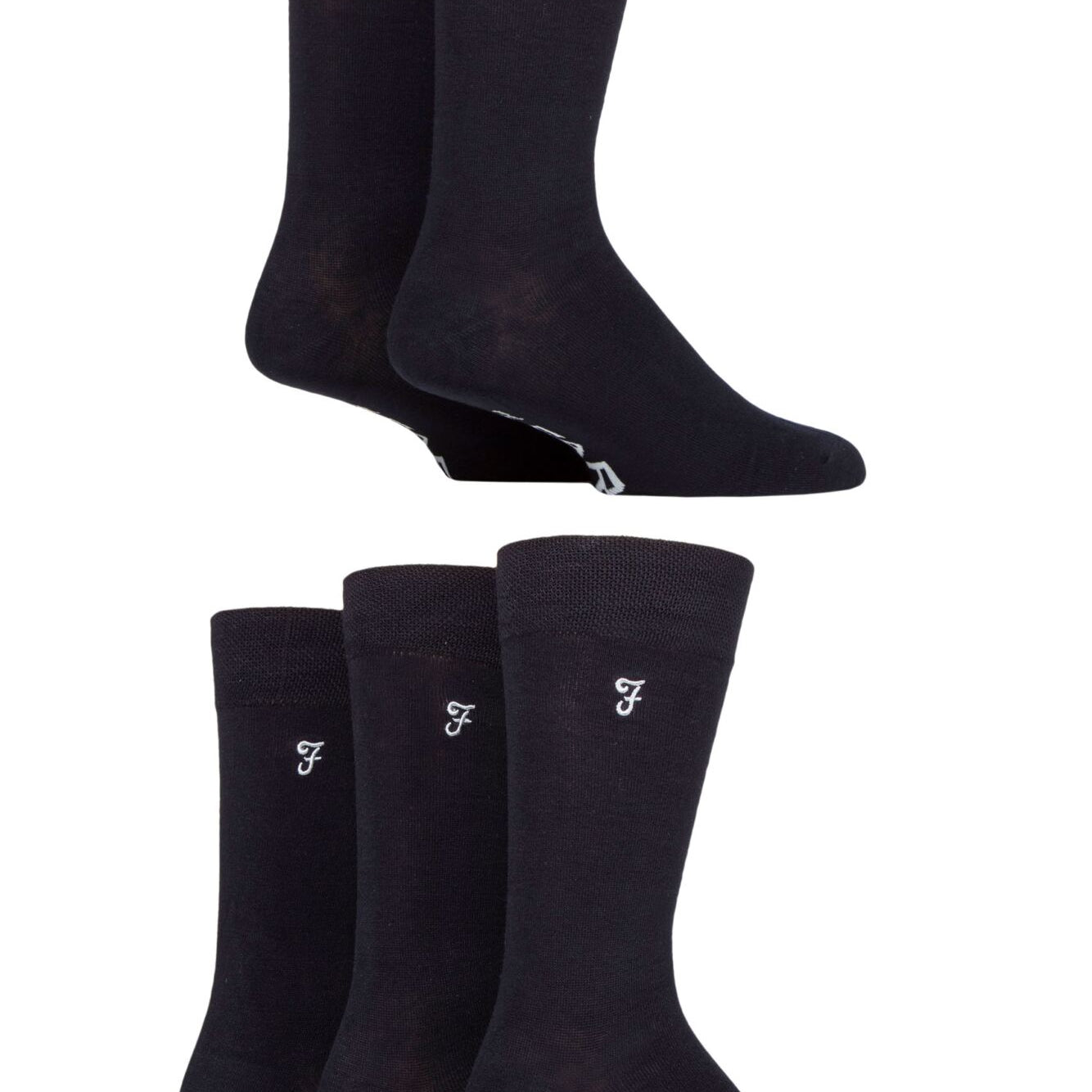 Farah Men’s 5 Pack Plain Bamboo Everyday Socks – Black, Navy & Charcoal (UK 6-11)
