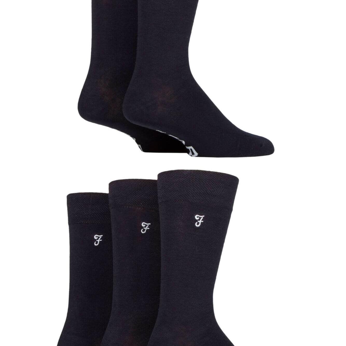 Farah Men’s 5 Pack Plain Bamboo Everyday Socks – Black, Navy & Charcoal (UK 6-11)